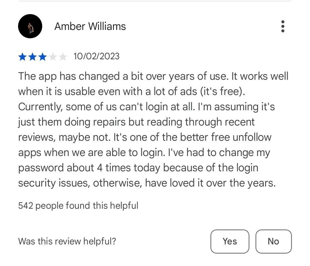 Followers-unfollowers app reviews