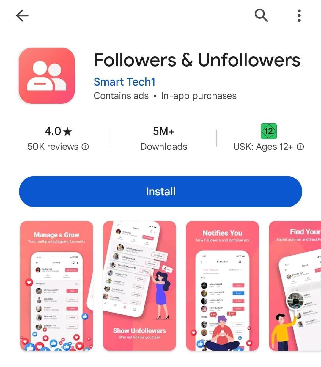 Followw & unfollowers app for android