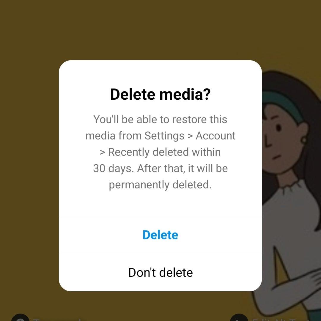 Deleting Instagram photo