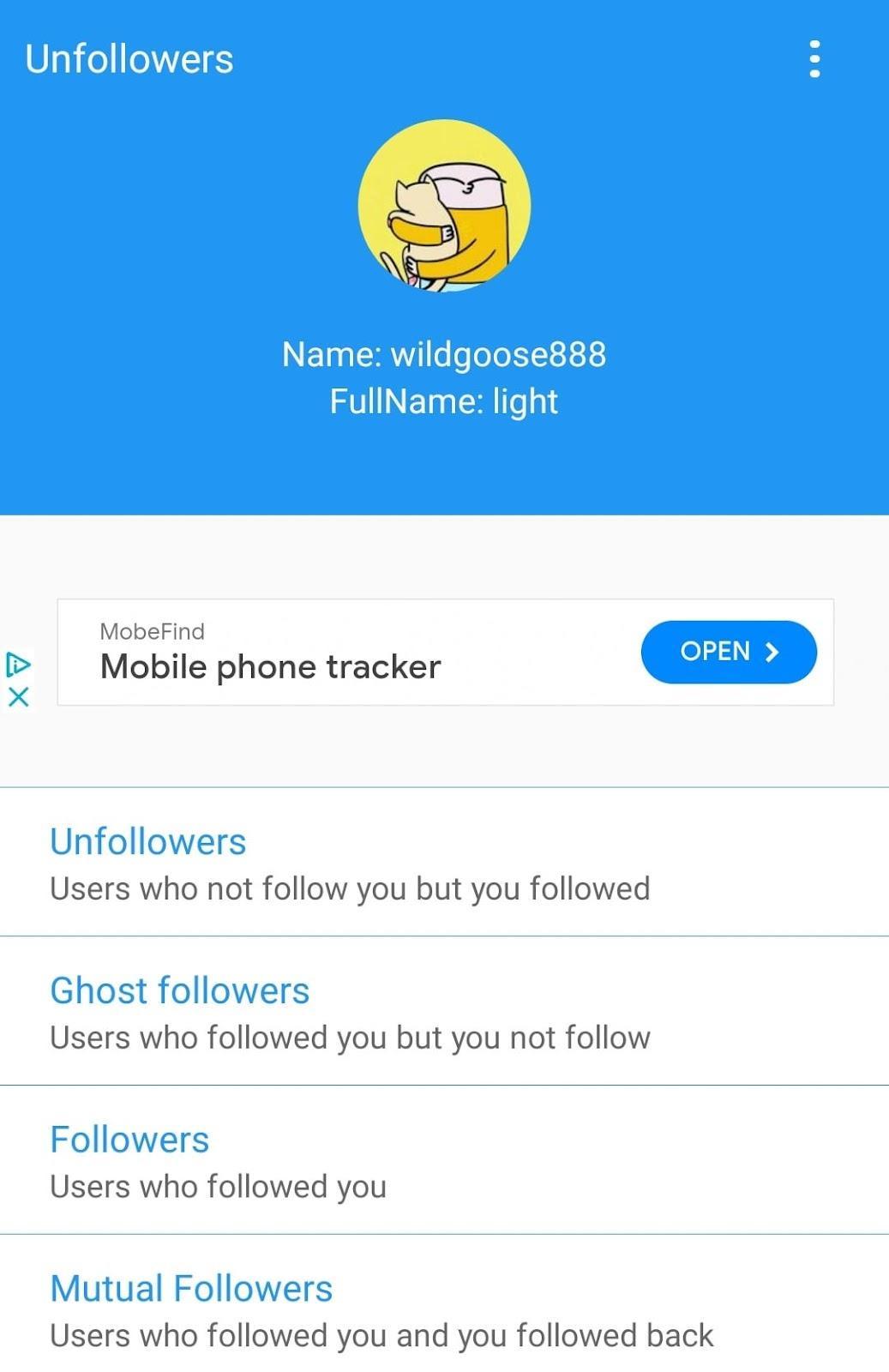 Unfollow & follow users app